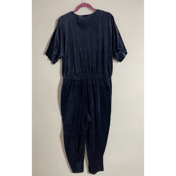 Anthropologie Saturday Sunday Jumpsuit Women L Blue Velvet Lounge Classic - Picture 3 of 9